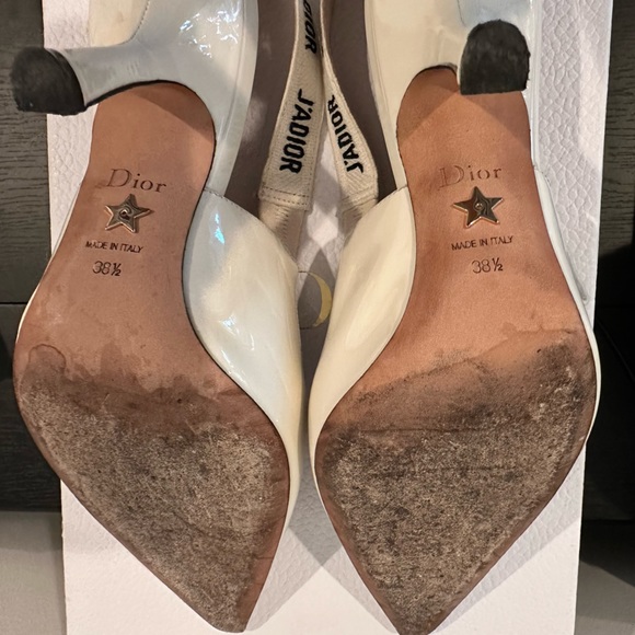 DIOR J’ADIOR Slingback Sandals Off White Patent Leather 38.5 B - Picture 7 of 10